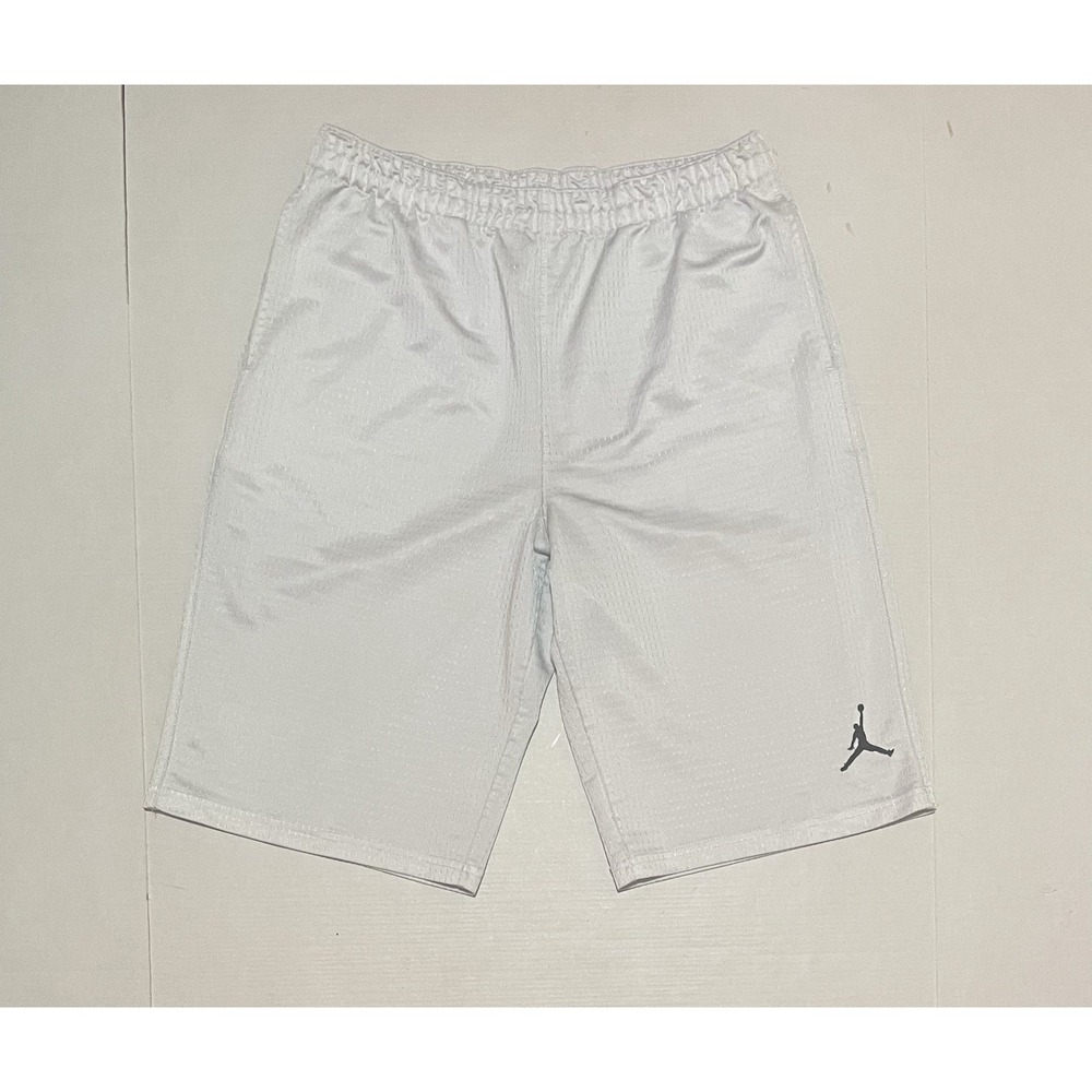 Jordan Jumpman Boys L 12-13 White Silver Mesh Basketball Shorts Athletic